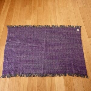 Vintage Avoca Handwoven Pure Wool Purple Throw Made In Ireland | 37 x 53